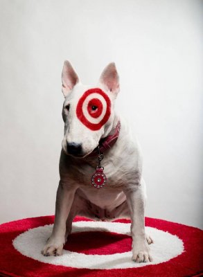 Bullseye, the target mascot sits for a photo